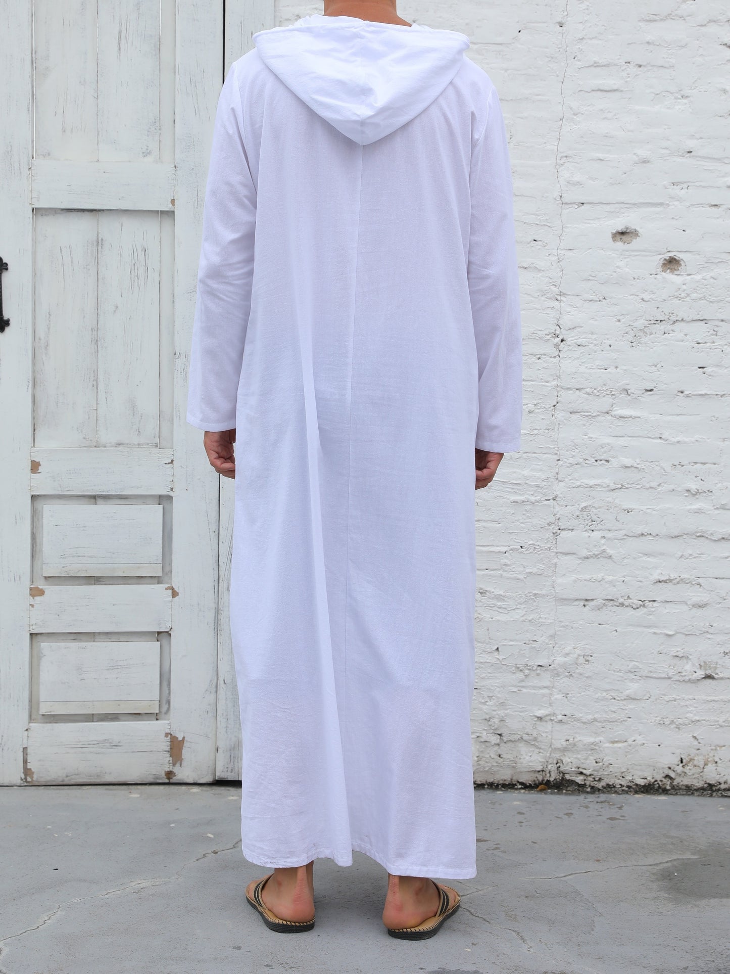 Men'S Arabic Hooded Robe - Traditional Islamic Full-Length Robe with Hood, Beige/Neutral Tones, Non-Stretch Fabric for Formal, Casual, Religious, Everyday & Special Occasions - Middle Eastern Cultural Attire, Muslim Dress, Fo