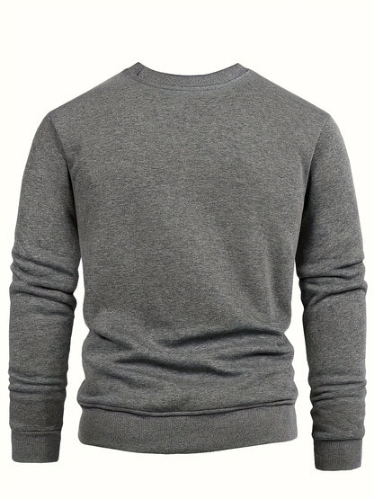 Men's Thermal Insulated Sweatshirt - Heavyweight Layering Base Layer for Winter, Indoor/Outdoor Cold Weather Clothing - Machine Washable Round Neck Pullover, Winter Sweaters, Indoor Warmth, Simple Design, Comfortable Fit, Pul