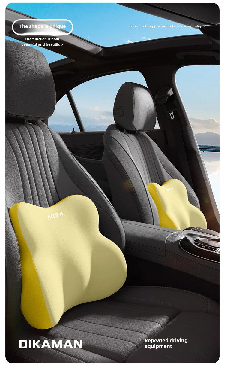 [Premium Car Support] Premium NIRA+ Car Headrest and Lumbar Support Set | Ergonomic Neck and Waist Protector, Synthetic Fiber Memory Foam Cushion Kit for Automobile Seat - Universal Fit