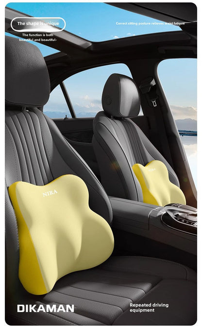 [Premium Car Support] Premium NIRA+ Car Headrest and Lumbar Support Set | Ergonomic Neck and Waist Protector, Synthetic Fiber Memory Foam Cushion Kit for Automobile Seat - Universal Fit