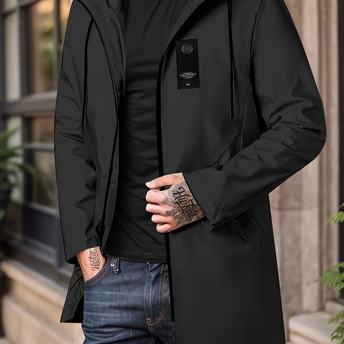 Men'S Casual Hooded Zip-Up Jacket - Solid Color, Lightweight & Breathable Polyester, Regular Fit with Chopping Sting, Perfect for Spring & Fall Daily Wear, Zipper Closure