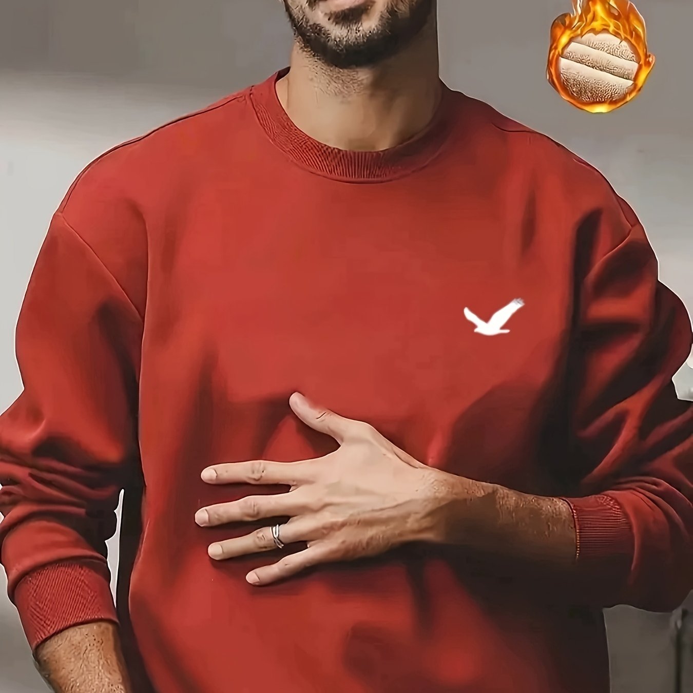 Men's Thermal Insulated Sweatshirt - Heavyweight Layering Base Layer for Winter, Indoor/Outdoor Cold Weather Clothing - Machine Washable Round Neck Pullover, Winter Sweaters, Indoor Warmth, Simple Design, Comfortable Fit, Pul