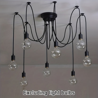 Modern Chic Industrial Dining Chandelier - Adjustable DIY Lighting With 3/5/6/8 Heads - Antique Classic Ceiling Spider Lamp Light Pendant - Metal & Glass - For Dining Room, Kitchen, Restaurant - Perfect Gift for Housewarming