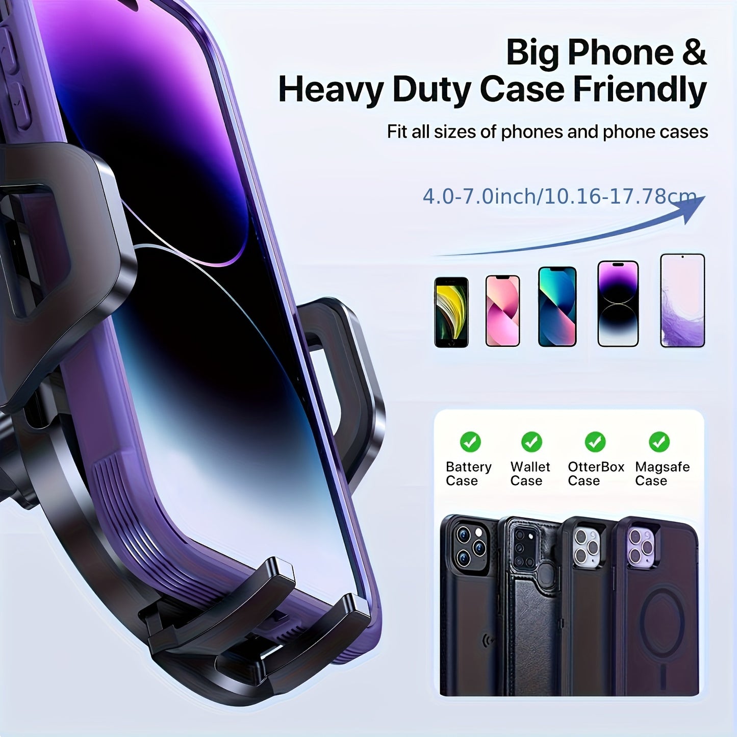 Miracase Universal Phone Holder For Car, Reliable Suction Hands-Free Car Phone Holder Mount, Automobile Cell Phone Holder Car For Dashboard Vent Fit For All Smartphones