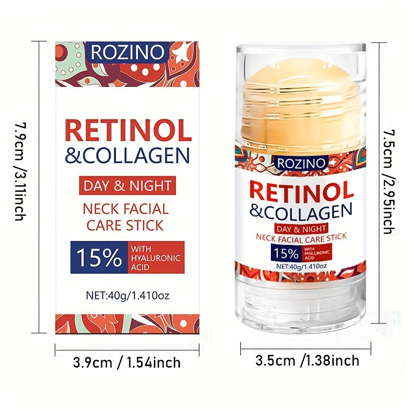 Rozino Retinol & Collagen Neck And Face Cream Stick, 40G - Deep Hydration For Soft, Firm Skin | Long-Lasting Moisture | Hypoallergenic With Glycerin | For All Skin Types