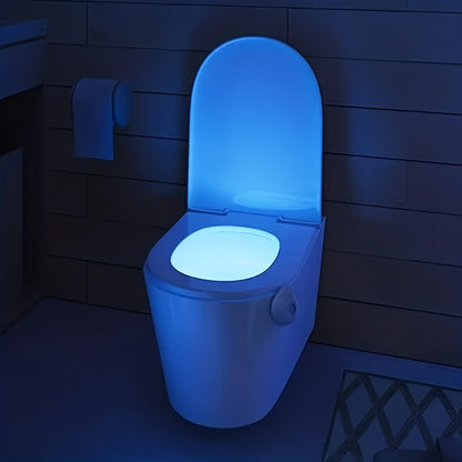 1pc Smart LED Toilet Night Light - PIR Motion Sensor, 16-Color RGB Washroom Accent, Human Body Induction, Hanging Bowl Lighting for Hotel & Home Bathrooms