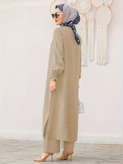 Middle East Ramadan Elegant Pure Muslim Casual Pants Set - Fashionable and Comfortable Design, Perfect for Daily Wear