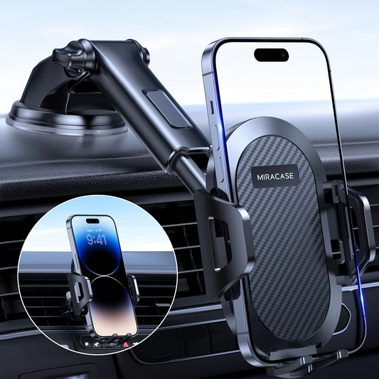 Miracase Universal Phone Holder For Car, Reliable Suction Hands-Free Car Phone Holder Mount, Automobile Cell Phone Holder Car For Dashboard Vent Fit For All Smartphones