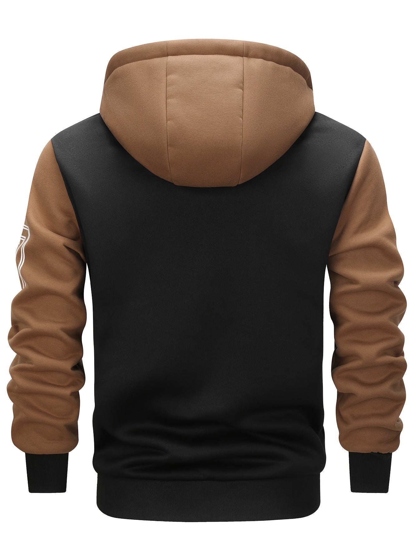 Men'S New Fall/Winter Casual Printed Hooded Baseball Jacket, Knitted Fabric, Regular Fit, Long Sleeve, Letter Pattern, Pocket, Single Button Closure, Daily & Leisure Wear