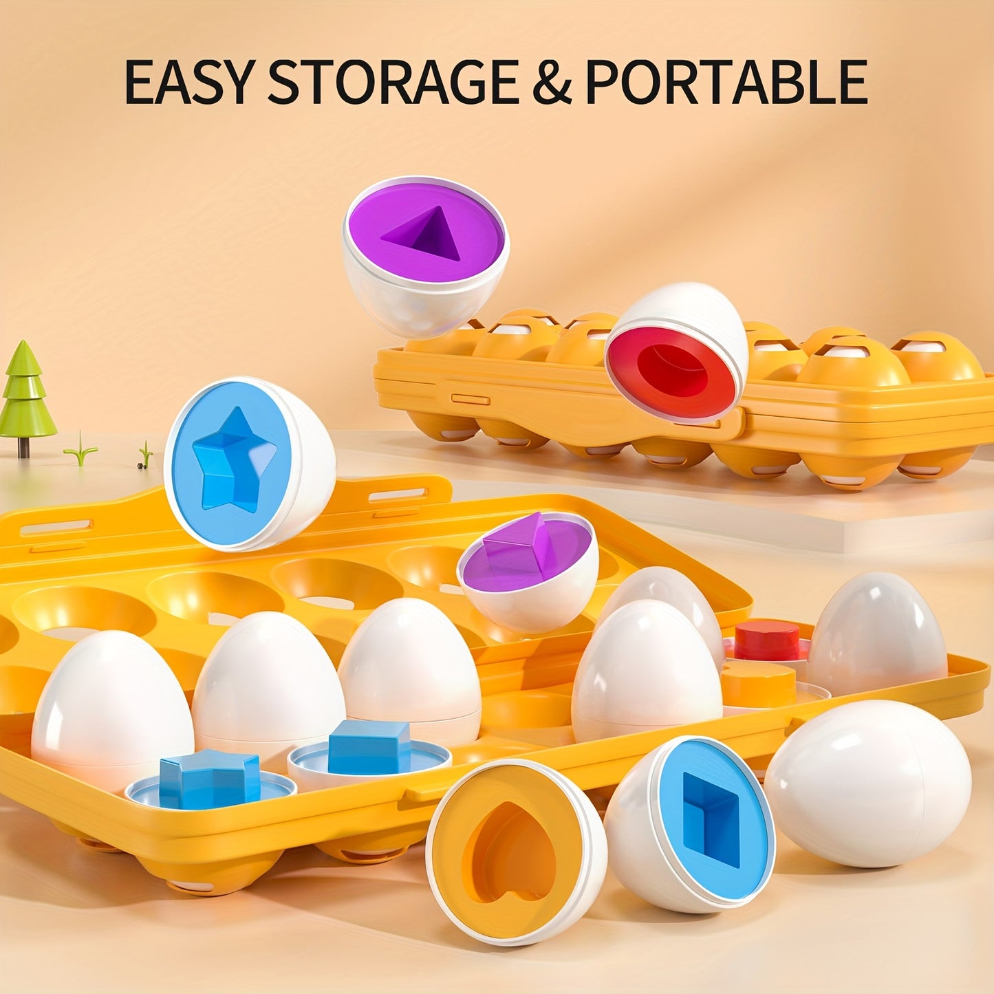 BABYHOME 12pcs Colorful Egg Shaped Jigsaw Puzzle Toy Set - Enhance Fine Motor Skills, Hand-Eye Coordination, And Early Learning for Toddlers And Preschoolers