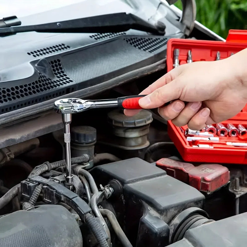 46-piece automobile maintenance tool kit, 1/4 inch drive socket ratchet wrench kit, combined tool kit bicycle automobile maintenance tool.
