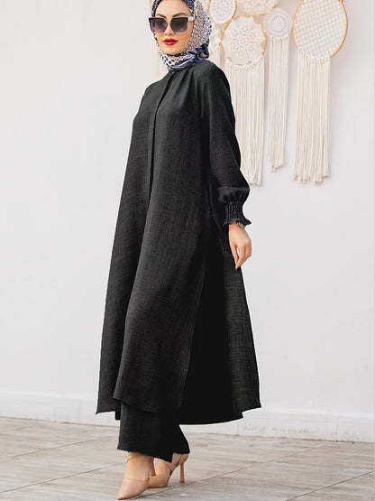 Middle East Ramadan Elegant Pure Muslim Casual Pants Set - Fashionable and Comfortable Design, Perfect for Daily Wear