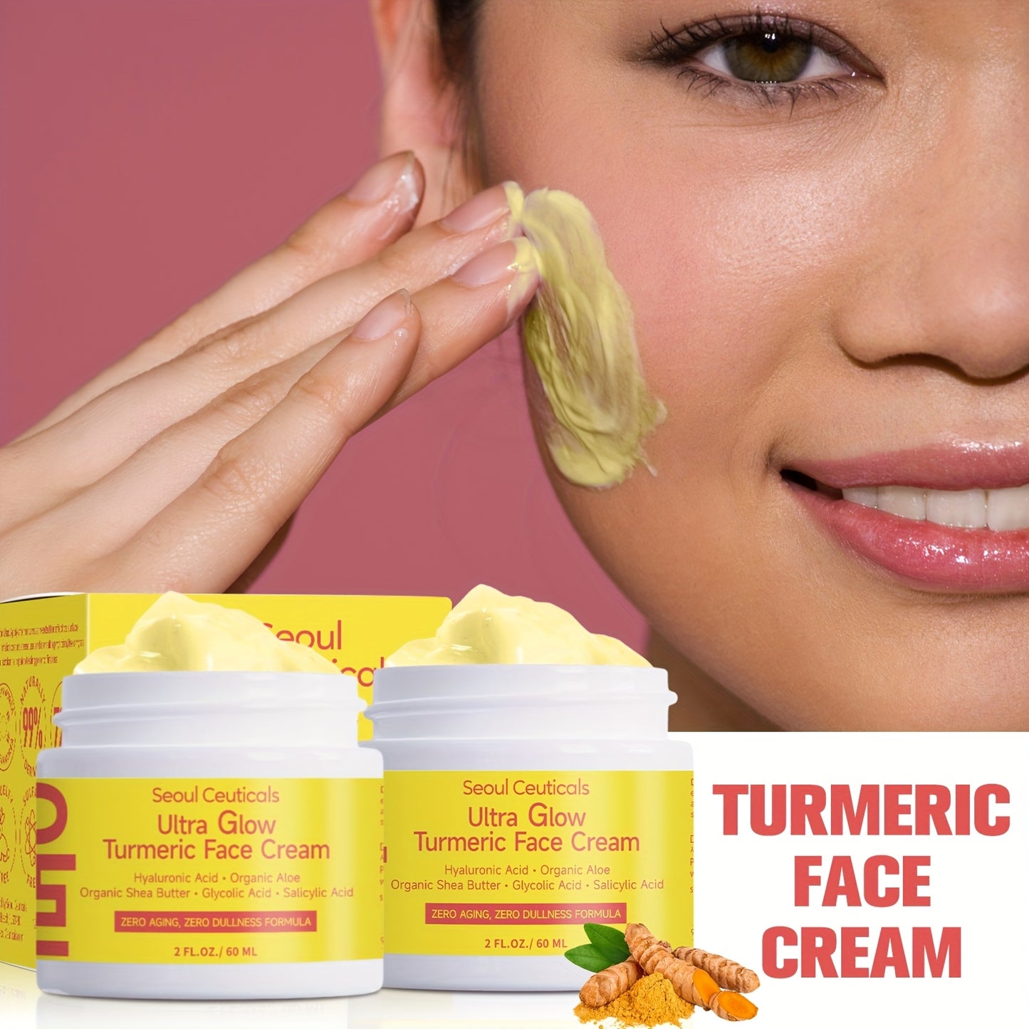 4pcs Salicylic Acid Turmeric Face Cream, Contains Turmeric, Aloe Vera, Ganoderma Lucidum, Salicylic Acid, Deeply Moisturizes And Nourishes The Skin, Making It Look Non-greasy, Smooth And Moisturizing Cream 2.03oz/1pc, Ideal F
