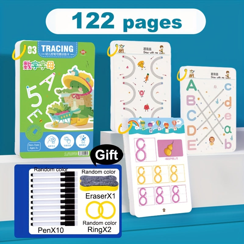 122 Pages Reusable Magic Practice Copybook Set,Whole Brain development Training,Pen Control Training and Drawing Education Workbook,Learning Writing Skills,Classroom Education