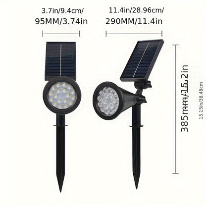 Pack of 1 Solar Pathway Spotlight, 18 LED Solar Powered Garden Light, Foldable Semi-Flush Mount Landscape Lighting Fixture, with Prong Bulb Base, Plastic Shade, with Installation Hardware, for Path, Lawn, Walkway, Driveway