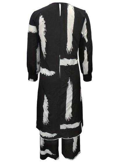 Ramadan, Women Button-Decorated Solid Color Long Sleeve Top & Pants Set, Arabic Style Clothing, Only Clothes, Without Headscarf