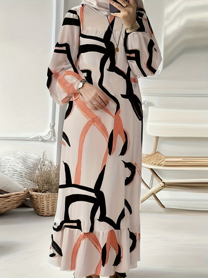 Muslim dress, Middle Eastern attire, printed dress, long dress