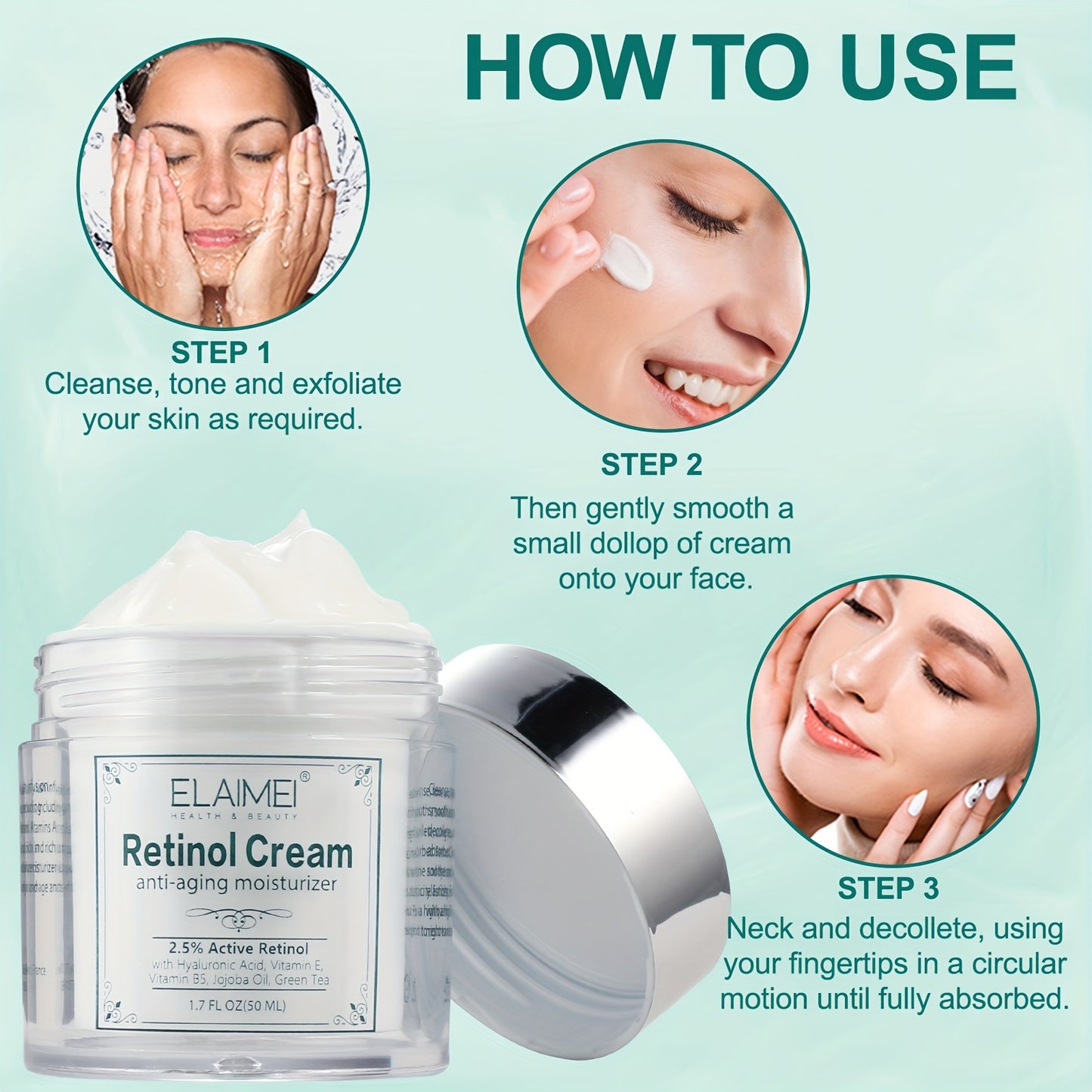 ELAIMEI 2pcs 100ml/3.4Oz Retinol Cream, Retinol Collagen Face Cream, Retinol Moisturizing Cream, Deep Hydration, Skin Firming, Suitable For All Skin
