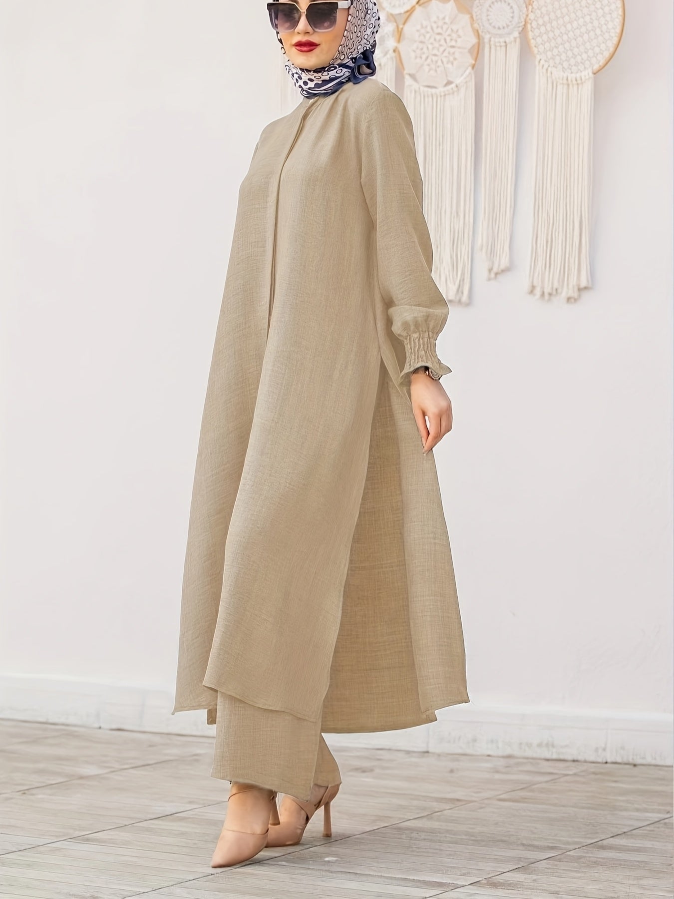 Middle East Ramadan Elegant Pure Muslim Casual Pants Set - Fashionable and Comfortable Design, Perfect for Daily Wear