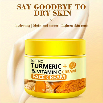 50g/1.75 Oz Radiant Glow Turmeric Face Cream - Face Moisturizers with Hyaluronic Acid, Vitamin C, and Nourishing Antioxidants for Skin Hydration, Firming, and Revitalized Radiance