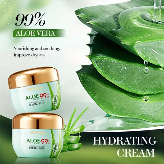 Aloe Vera Hydrating Face Cream - 50G, Moisturizing & Soothing For Soft, Radiant Skin, Enhances Elasticity, Reduces Dryness, Suitable For All Skin Types