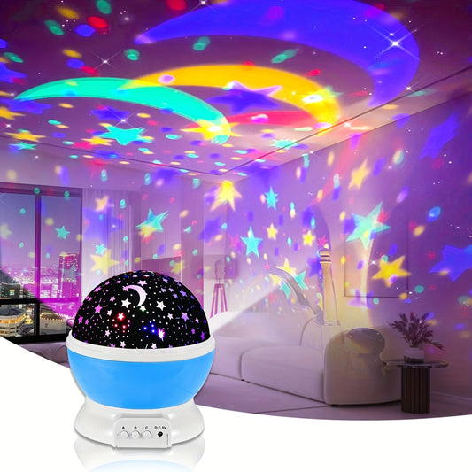 360 Degrees Rotating 1 Star Moon Night Light Projector, Colorful Lighting, Room Bedroom Decoration, Suitable For Gifts