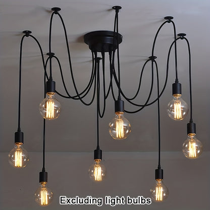 Modern Chic Industrial Dining Chandelier - Adjustable DIY Lighting With 3/5/6/8 Heads - Antique Classic Ceiling Spider Lamp Light Pendant - Metal & Glass - For Dining Room, Kitchen, Restaurant - Perfect Gift for Housewarming