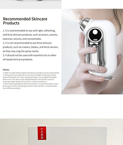 Pulvérisateur de brume hydratant pour la peau du visage, aérographe, nettoyage en profondeur du visage, injecteur d'oxygène, compresseur de brosse à Air sans fil