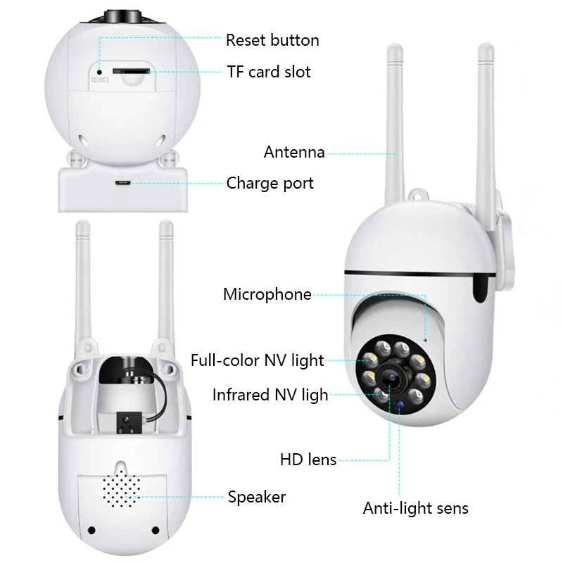 8MP Wifi IP Surveillance de sécurité sans fil caméra PTZ 4X Zoom caméras suivi Audio bidirectionnel HD nuit couleur caméra