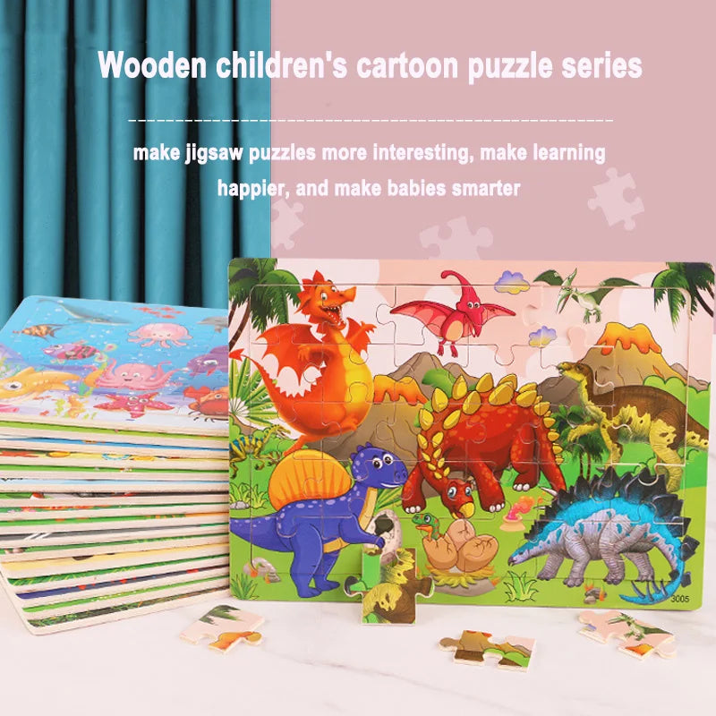 Jeu intellectuel en bois à pensée logique, Puzzle, véhicule Animal, dessin animé, jouets éducatifs précoces pour enfants, cadeau