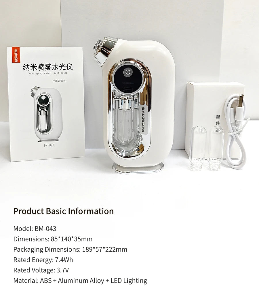 Pulvérisateur de brume hydratant pour la peau du visage, aérographe, nettoyage en profondeur du visage, injecteur d'oxygène, compresseur de brosse à Air sans fil