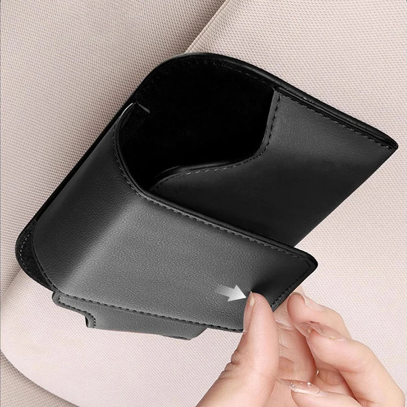 SEAMETAL – porte-lunettes pare-soleil en cuir de vache, boîte de protection pour lunettes de soleil résistantes à l'usure, mallette de rangement pour lunettes automobiles