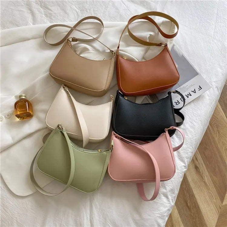 Nouveaux sacs à main de mode pour femmes rétro couleur unie en cuir PU épaule sous les bras sac décontracté femmes Hobos sacs à main sac à main femme