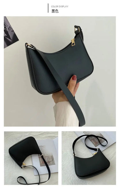 Nouveaux sacs à main de mode pour femmes rétro couleur unie en cuir PU épaule sous les bras sac décontracté femmes Hobos sacs à main sac à main femme