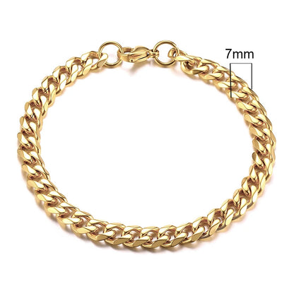 Vnox 3-11mm gros Miami gourmette chaîne Bracelet pour hommes, acier inoxydable lien cubain chaîne Bracelet classique Punk lourd mâle bijoux