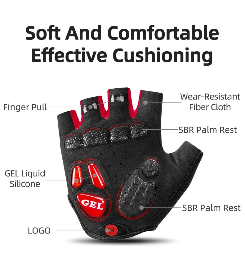 ROCKBROS gants de cyclisme demi-doigt antichoc résistant à l'usure respirant vtt route vélo gants hommes femmes sport vélo équipement
