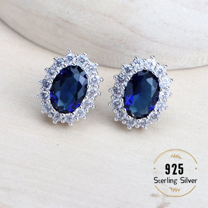 Ensemble de bijoux de mariée en argent 925 pour femmes, Costume en zircone bleue, bijoux fins, collier, boucles d'oreilles, bagues, Bracelets, pendentif