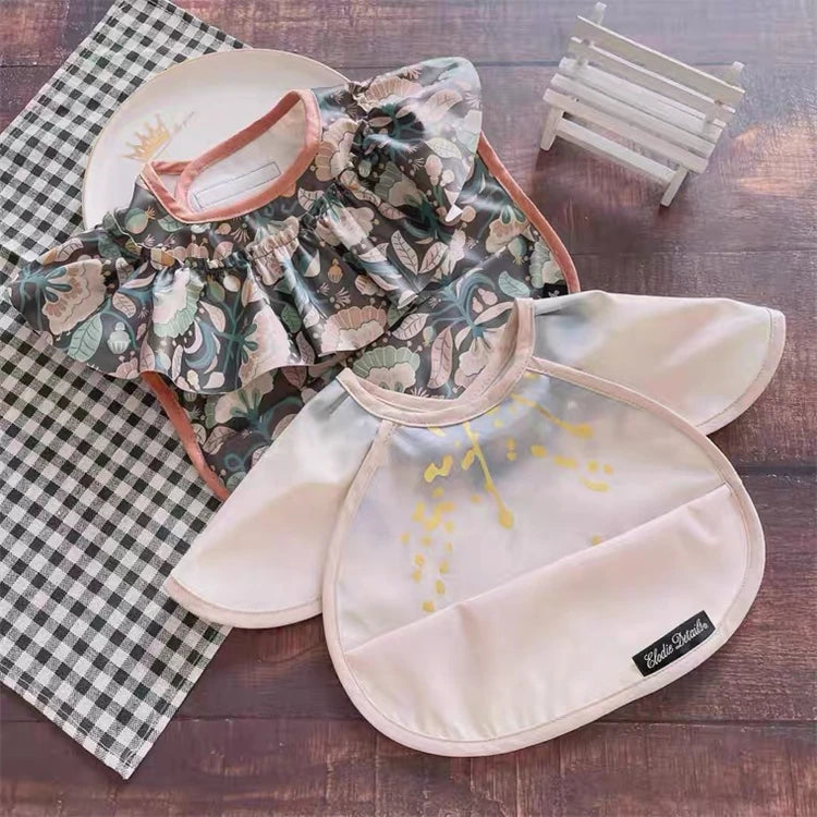 Bavoirs en PU souple pour bébé, avec poche, bavoir de salle à manger, imperméable, facile à nettoyer, séchage rapide, Style INS, mode enfant en bas âge, Smock