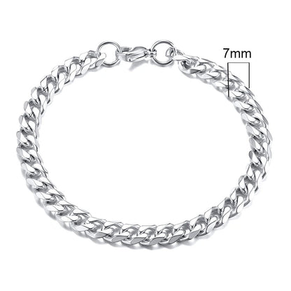 Vnox 3-11mm gros Miami gourmette chaîne Bracelet pour hommes, acier inoxydable lien cubain chaîne Bracelet classique Punk lourd mâle bijoux