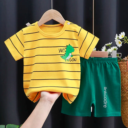 Ensemble de vêtements pour enfants bébé garçon/fille T-Shirt + short vêtements d'été coton dessin animé décontracté garçons survêtement enfants ensemble de vêtements pour bébé