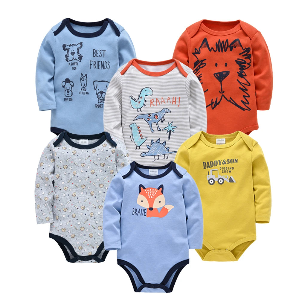 Kavkas – body pour bébés garçons et filles, 6 pièces, manches longues, 100% coton, vêtements pour bébés de 0 à 12 mois, combinaison pour nouveau-né