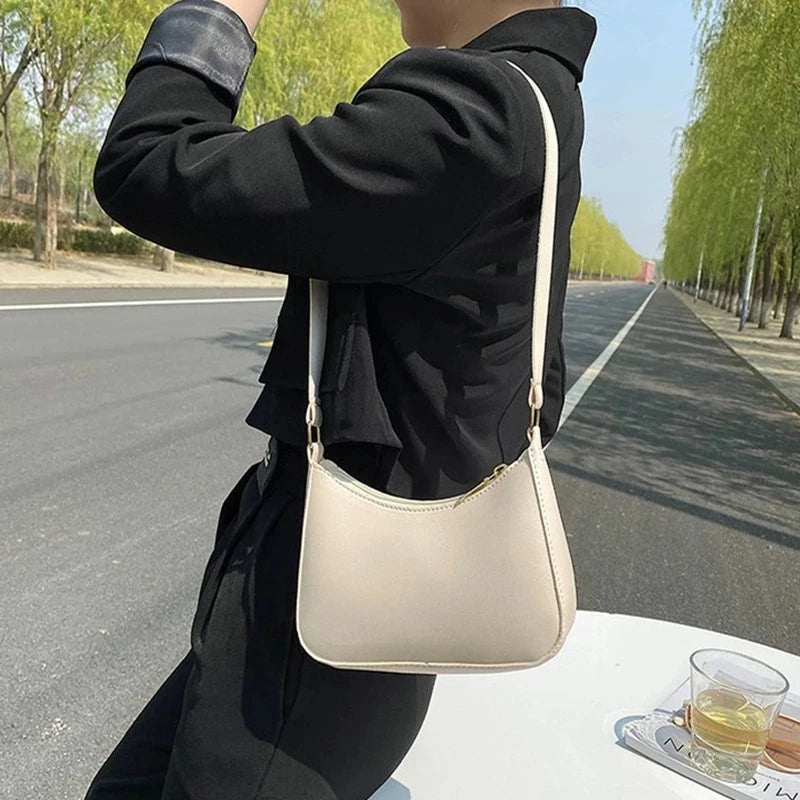 Nouveaux sacs à main de mode pour femmes rétro couleur unie en cuir PU épaule sous les bras sac décontracté femmes Hobos sacs à main sac à main femme