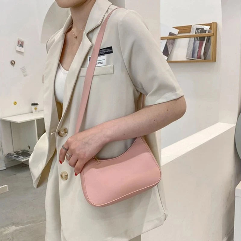 Nouveaux sacs à main de mode pour femmes rétro couleur unie en cuir PU épaule sous les bras sac décontracté femmes Hobos sacs à main sac à main femme