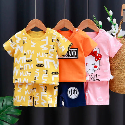Ensemble de vêtements pour enfants bébé garçon/fille T-Shirt + short vêtements d'été coton dessin animé décontracté garçons survêtement enfants ensemble de vêtements pour bébé