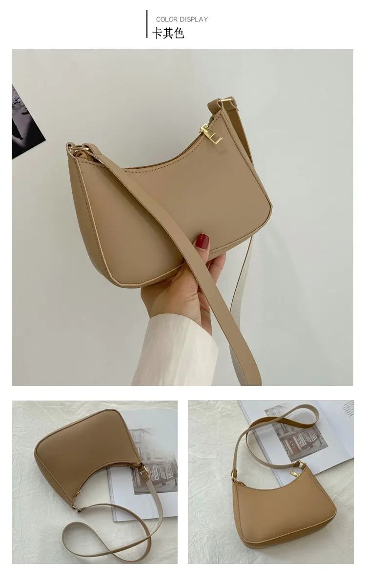 Nouveaux sacs à main de mode pour femmes rétro couleur unie en cuir PU épaule sous les bras sac décontracté femmes Hobos sacs à main sac à main femme