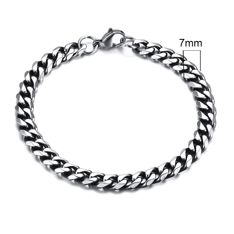 Vnox 3-11mm gros Miami gourmette chaîne Bracelet pour hommes, acier inoxydable lien cubain chaîne Bracelet classique Punk lourd mâle bijoux