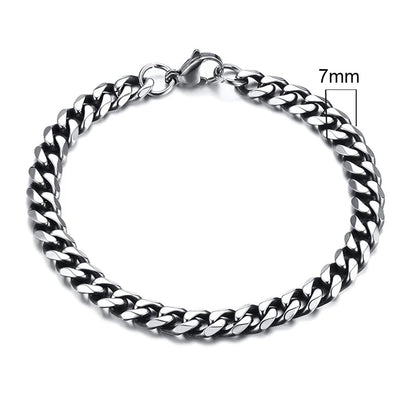 Vnox 3-11mm gros Miami gourmette chaîne Bracelet pour hommes, acier inoxydable lien cubain chaîne Bracelet classique Punk lourd mâle bijoux