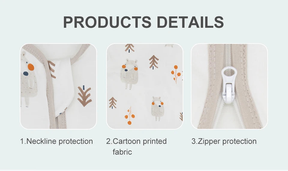 Sacs de couchage pour bébé de 3 à 18 mois, vêtements de nuit fins d'été une pièce imprimé ours mignon, sacs de nuit de dessin animé, couverture Anti-coup de pied