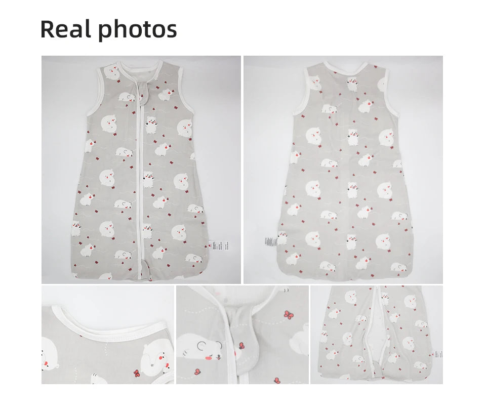 Sacs de couchage pour bébé de 3 à 18 mois, vêtements de nuit fins d'été une pièce imprimé ours mignon, sacs de nuit de dessin animé, couverture Anti-coup de pied