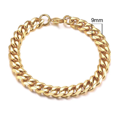 Vnox 3-11mm gros Miami gourmette chaîne Bracelet pour hommes, acier inoxydable lien cubain chaîne Bracelet classique Punk lourd mâle bijoux